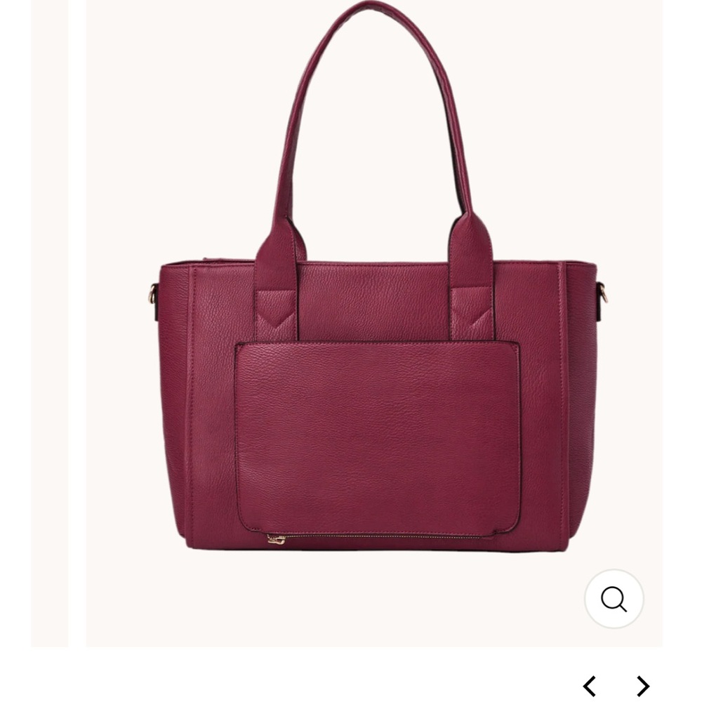 Poppy & Peonies Burgundy Tote Bag - Picture 2 of 4